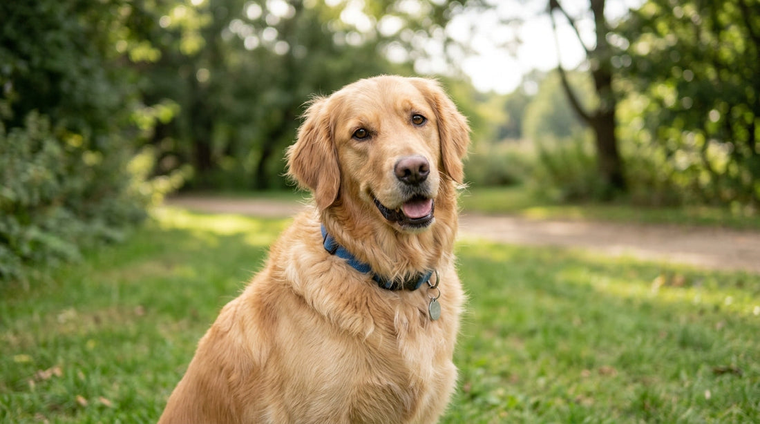 Älterer Hund bewegt sich entspannt in einem hellen Schweizer Wohnzimmer