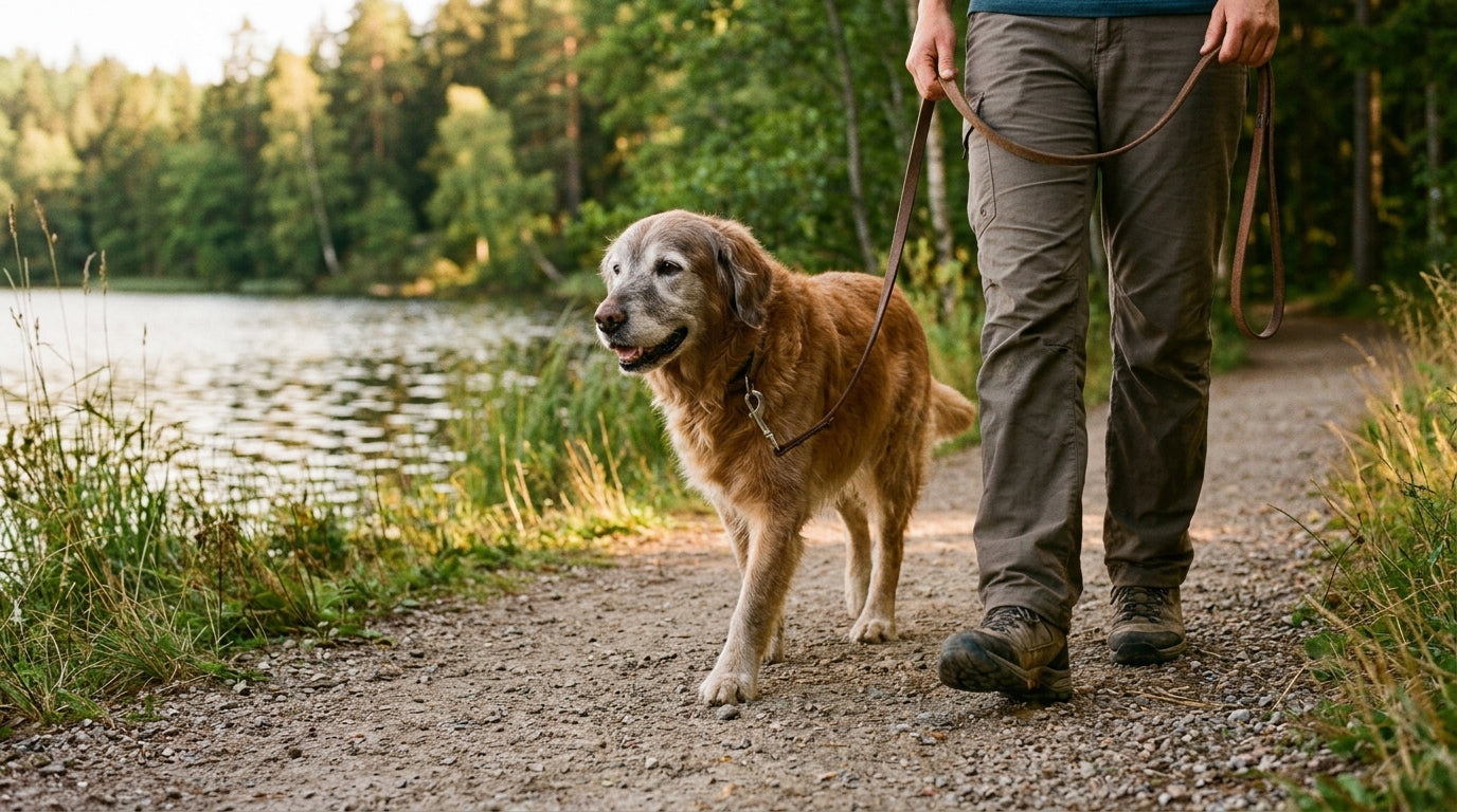 Älterer Hund liegt entspannt, Ratgeber für Senior-Hunde von VitaWoof