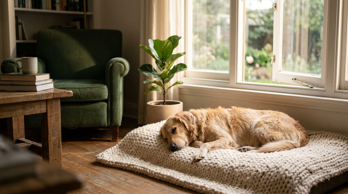 Hund bleibt ruhig und entspannt allein zu Hause